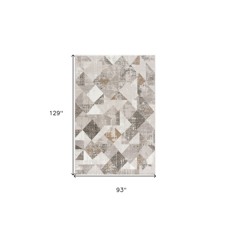 Tapis gris et ivoire tissé à la machine 8 pi x 11 pi Azrah, Rectangle 8 pi x 11 pi