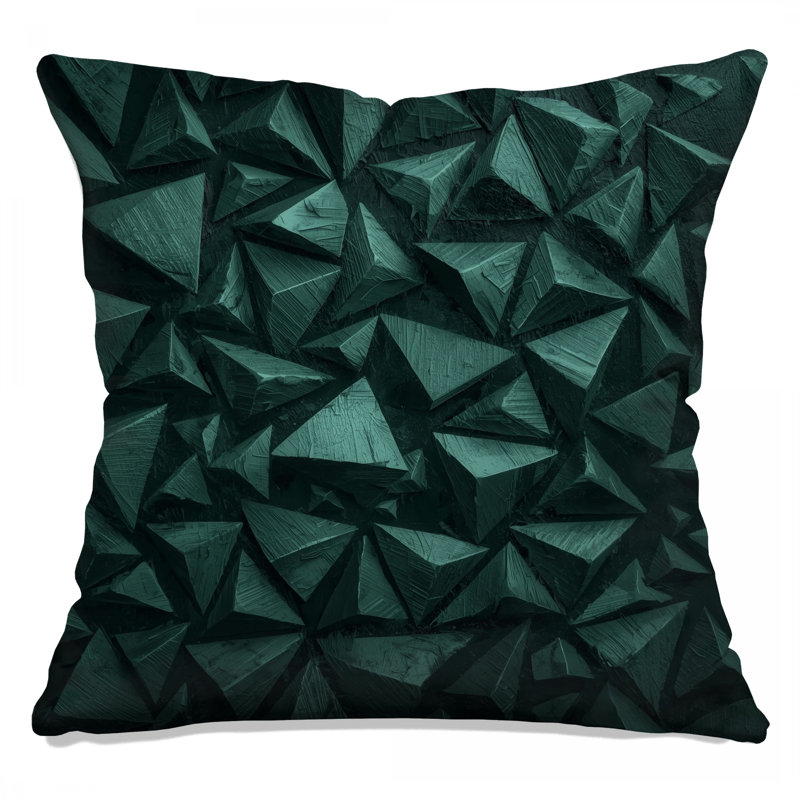 Coussins décoratifs vert à motif géométrique Pyramids, 18 po x 18 po