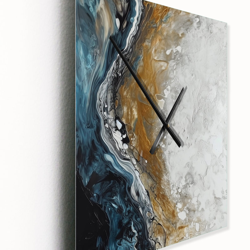 Très grandes horloges murales abstraites modernes grises, H 40 po x l 30 po x P 1 po