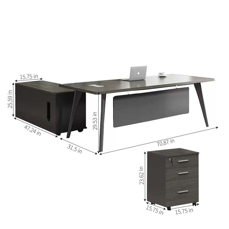 Modern Rectangular Home Office Desk with Drawers in Black  Home office  desks, Desk with drawers, Modern home office desk