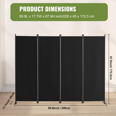Room Divider, 4 Panel Room Dividers and Folding Privacy Screens, Fabric Partition Room Dividers for Office, Bedroom, Dining Room, Study, Freestanding, White