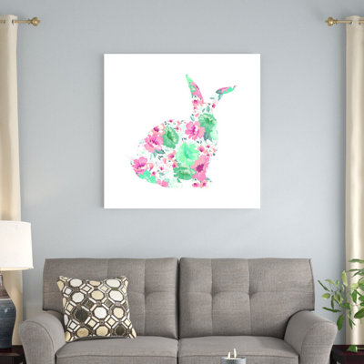 " Floral Rabbit Silhouette I " Painting Print