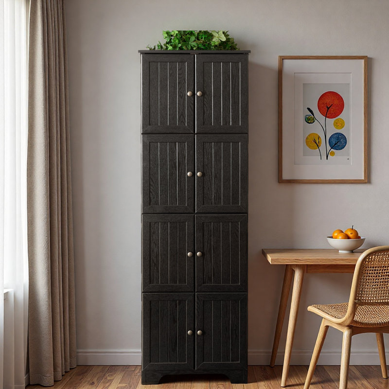 Élégante armoire de rangement à 8 portes avec 4 tablettes, idéale pour un décor organisé et élégant dans les salons, les cuisines et les bureaux