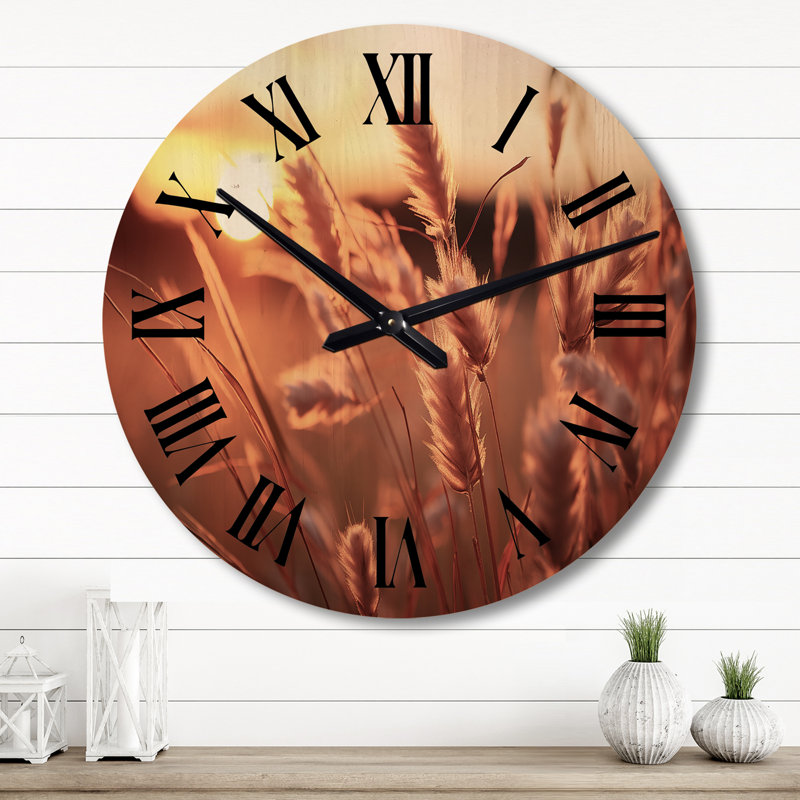 Horloge murale en bois jaune avec champ jaune, Grand