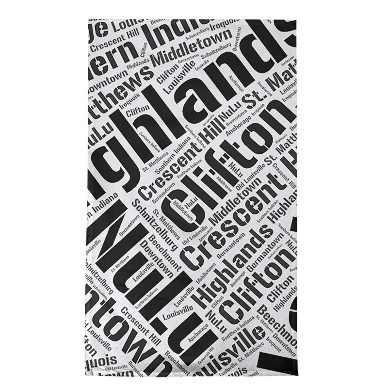 Cotton Tea Towel Kitchen Towel, Black, Louisville