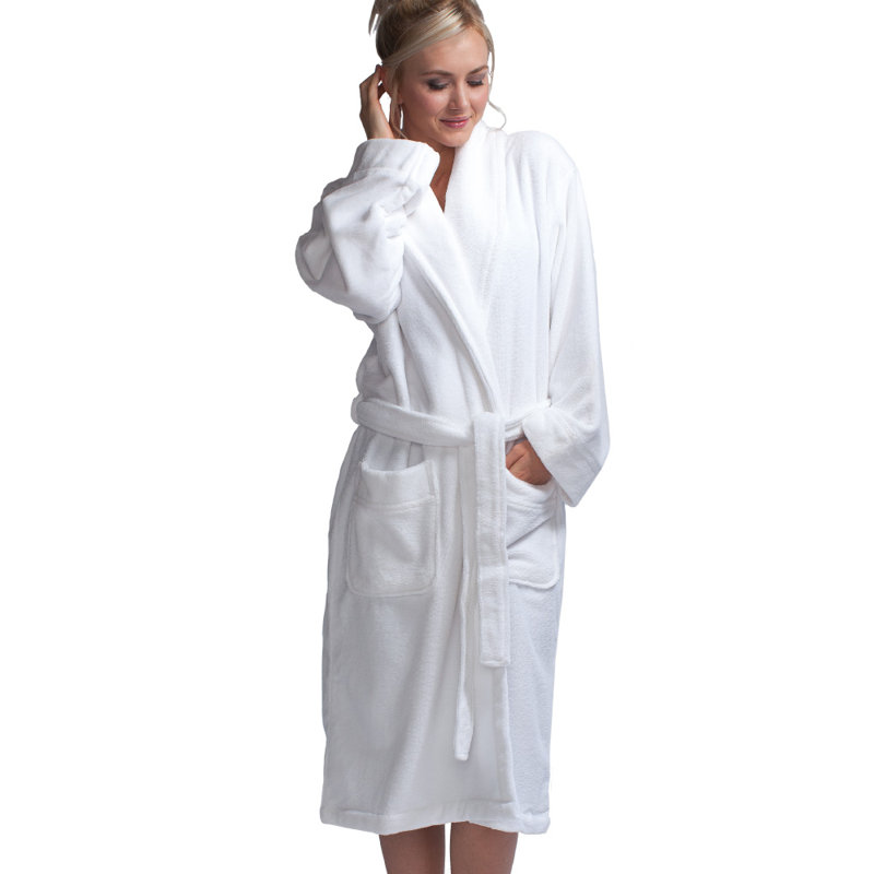 Peignoir pour adulte avec poches genoux, Blanc, S
