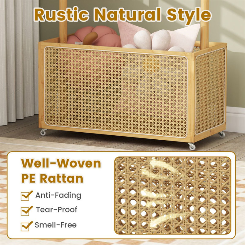 100cm Rolling Clothing Rack, Wood