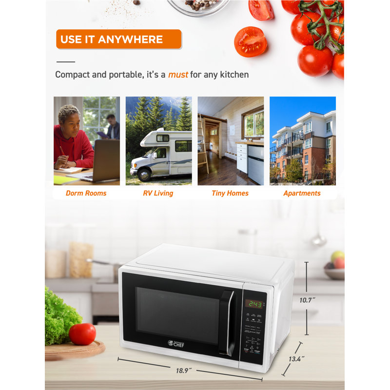 CHM Series Commercial Chef 19.1" 0.9 cu ft. 900 - Watt Countertop Microwave, White