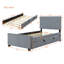 Lit plateforme tapissier en velours avec lit gigogne-530484481-530484482