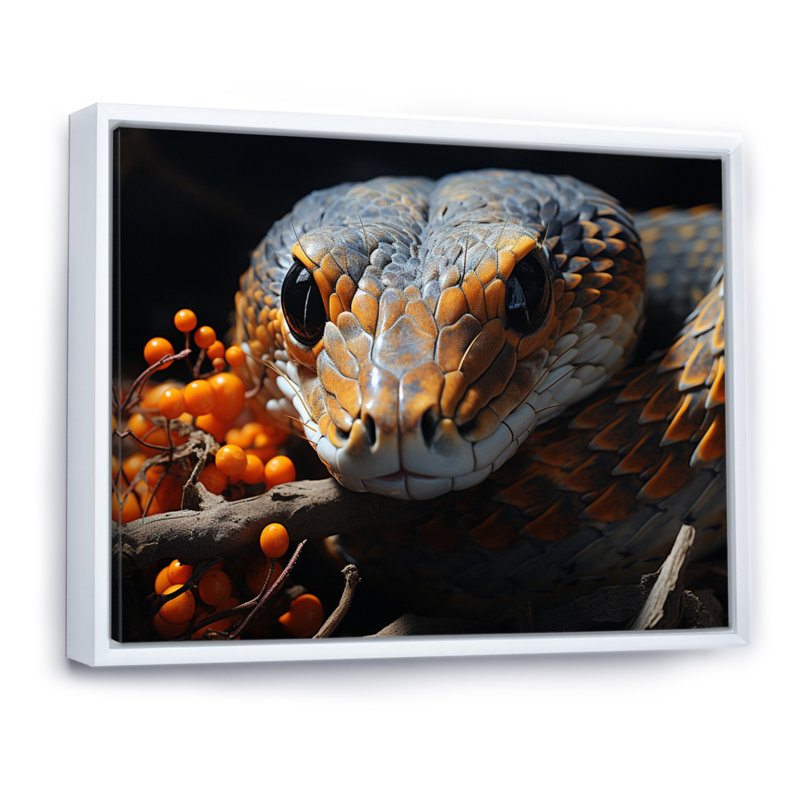 Afrique, serpents, couloirs sur toile, H 34 po x l 44 po x P 1,5 po, Cadre flottant blanc