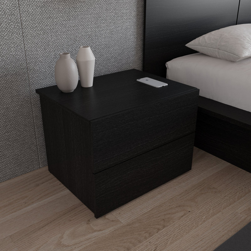 Antonnio 2 Drawer Nightstand, Black