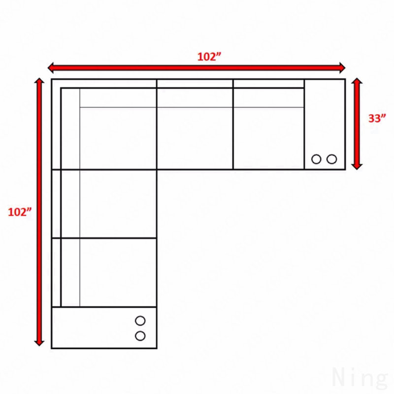 Canapé modulaire extérieur réversible de 102 po en osier avec coussins - entièrement assemblé, Brun