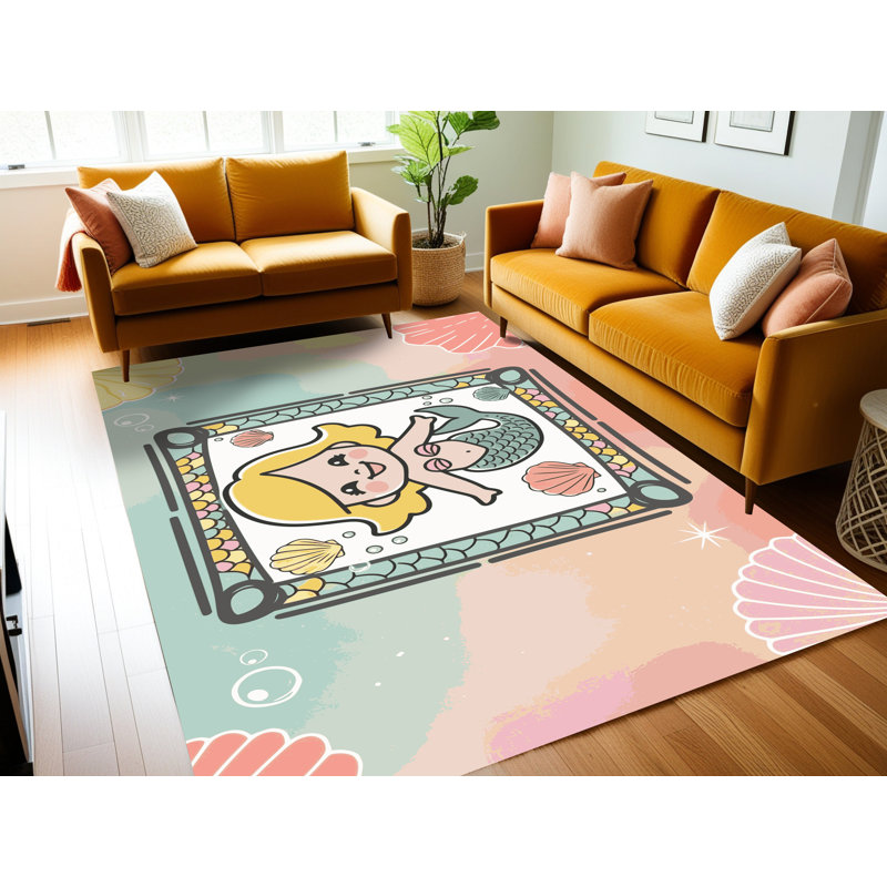 Tapis pour enfant East Urban Home Mermaids, Rectangulaire 8 pi x 12 pi