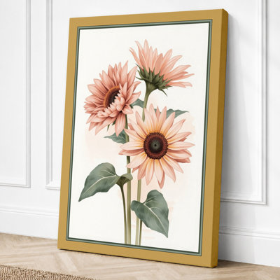 Three Gerbera Bloom Botanical - Wrapped Canvas