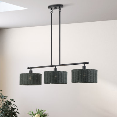 Lustre linéaire extra large noir 3 lumières Weavington