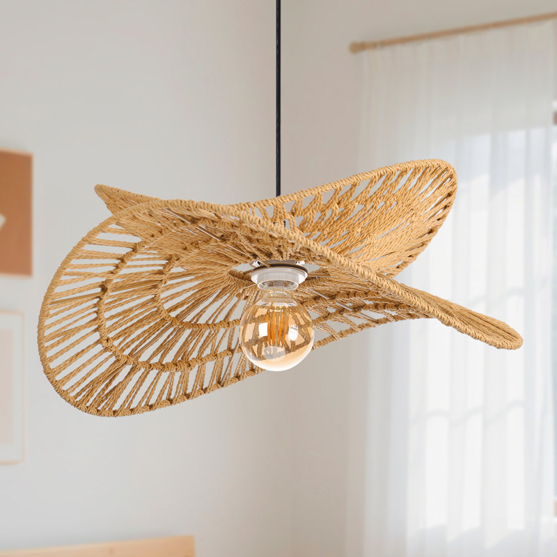 Handwoven Rope Pendant Light for Living Rooms, Dining ,Bedrooms & Cafés, 10.24" H x 23.62" W x 23.62" D