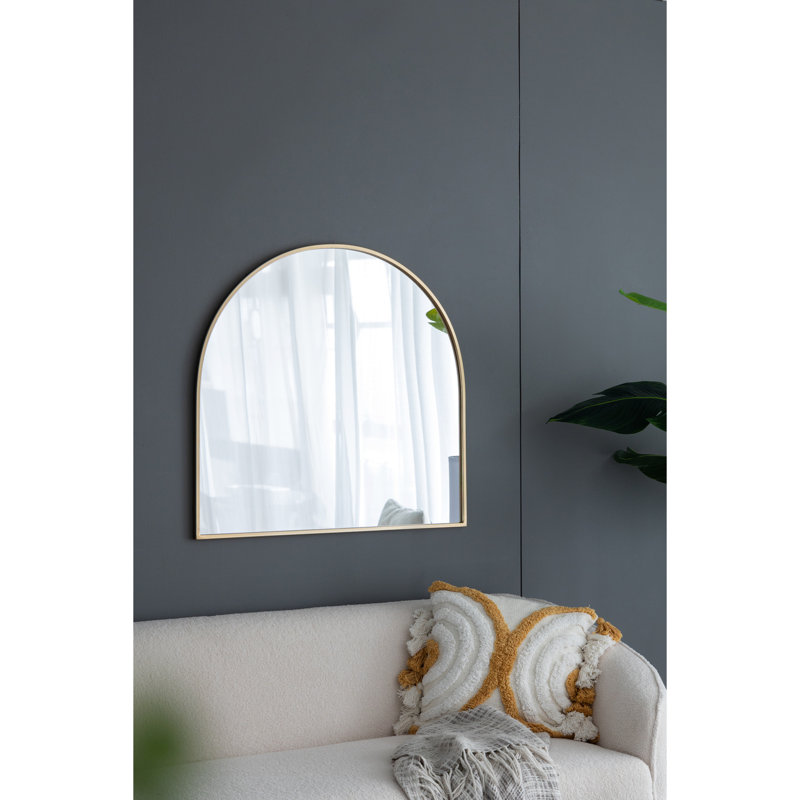 Miroir arqué 33 po x 31 po avec cadre en fer doré pour la salle de bain, la chambre à coucher et le vestibule