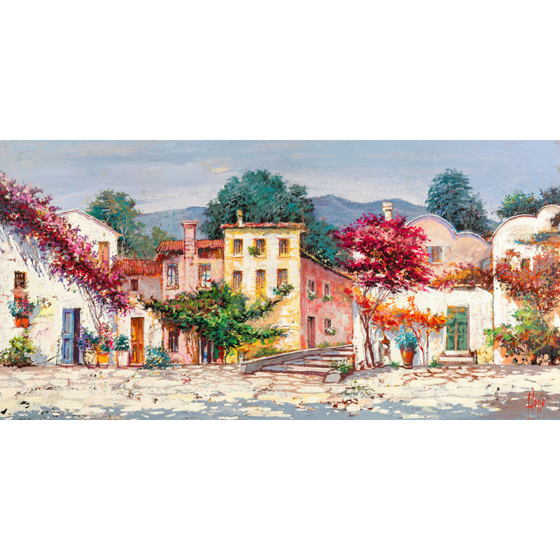 Mediterranean Country by Luigi Florio - Wrapped Canvas Painting, 70cm H x 140cm W x 4cm D