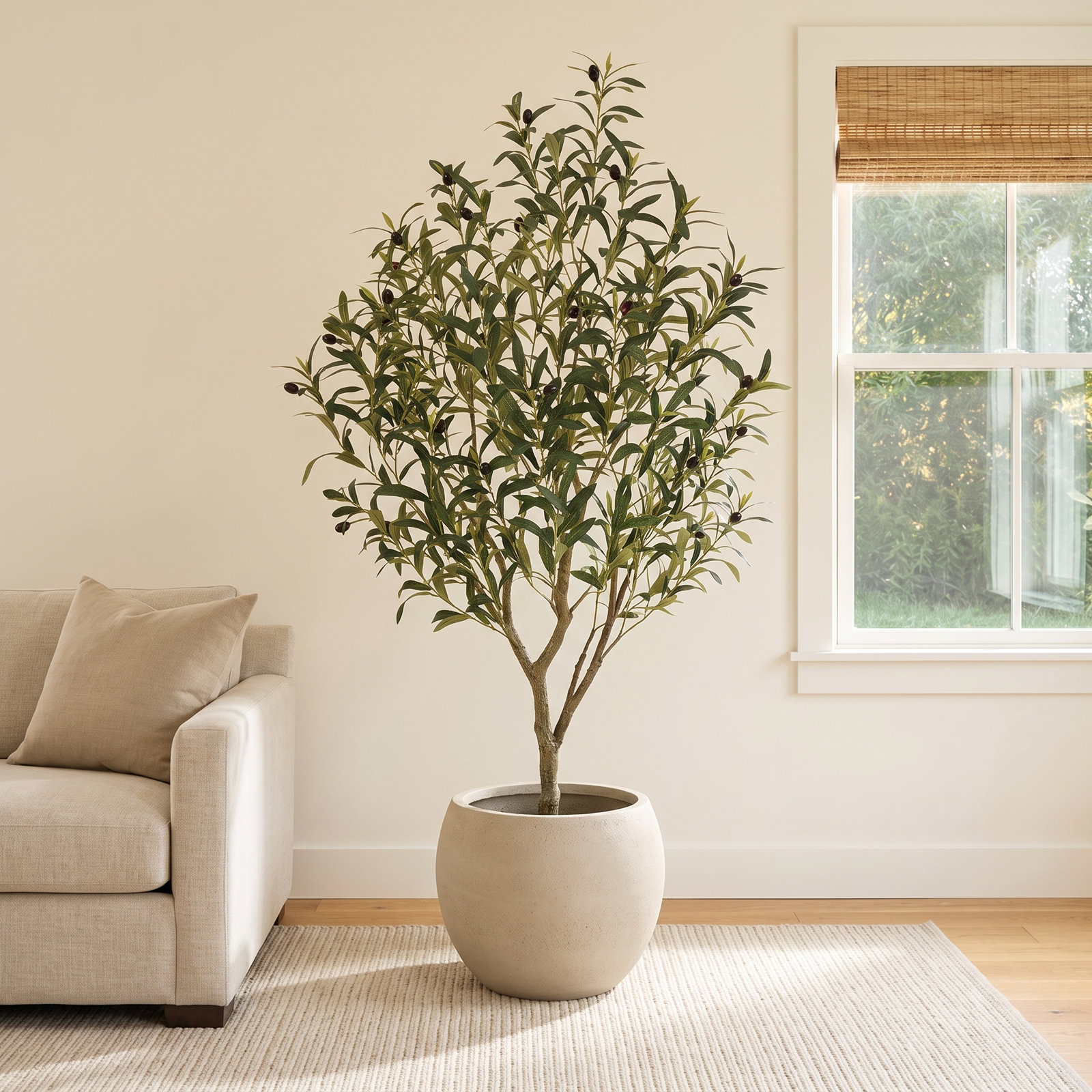 Adcock Olive Tree in Pot, 48" H x 5.10" W x 20" D