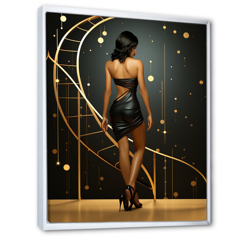 «Playful Evening Glam Portrait», reproduction sur toile, H 20 po x l 12 po x P 1 po, Cadre flottant blanc