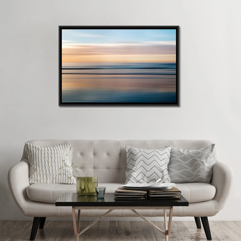 «La Jolla Waves», impression sur toile, H 18 po x l 26 po x P 1,5 po, Toile avec cadre noir, Pas de tapis