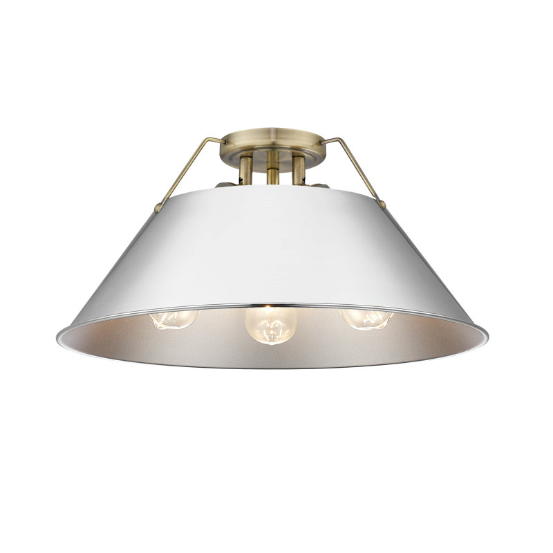 Plafonnier encastré 3 lumières Weatherford, Laiton vieilli, Chrome