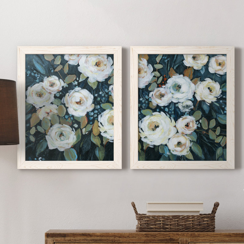 Moonlit Garden II - ensemble de 2 reproductions d'art, H 20 po x l 17 po x P 1 po, Toile blanche encadrée, Pas de tapis