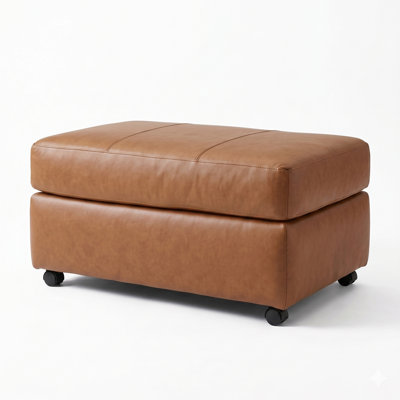 Latitude Run® Caro Leather Upholstered Ottoman