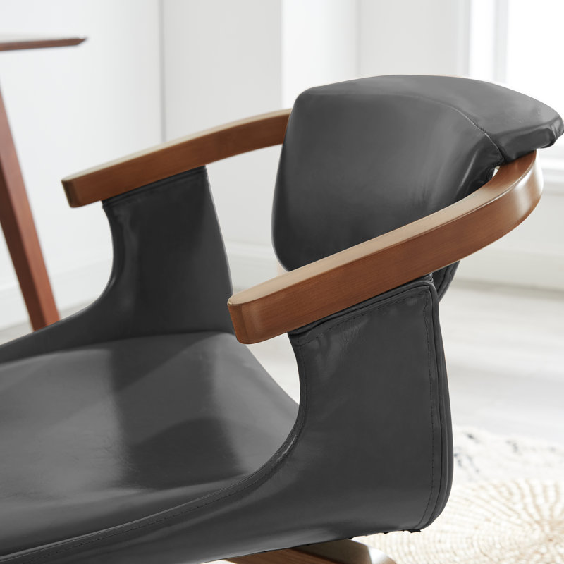 Chaise de travail en similicuir Breckston, Brun, Gris