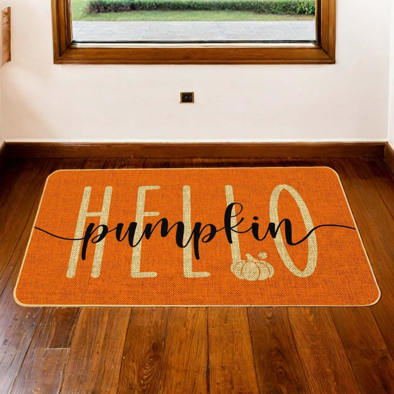Tapis de porte Hello citrouille Hello, 29 x 17 po, orange