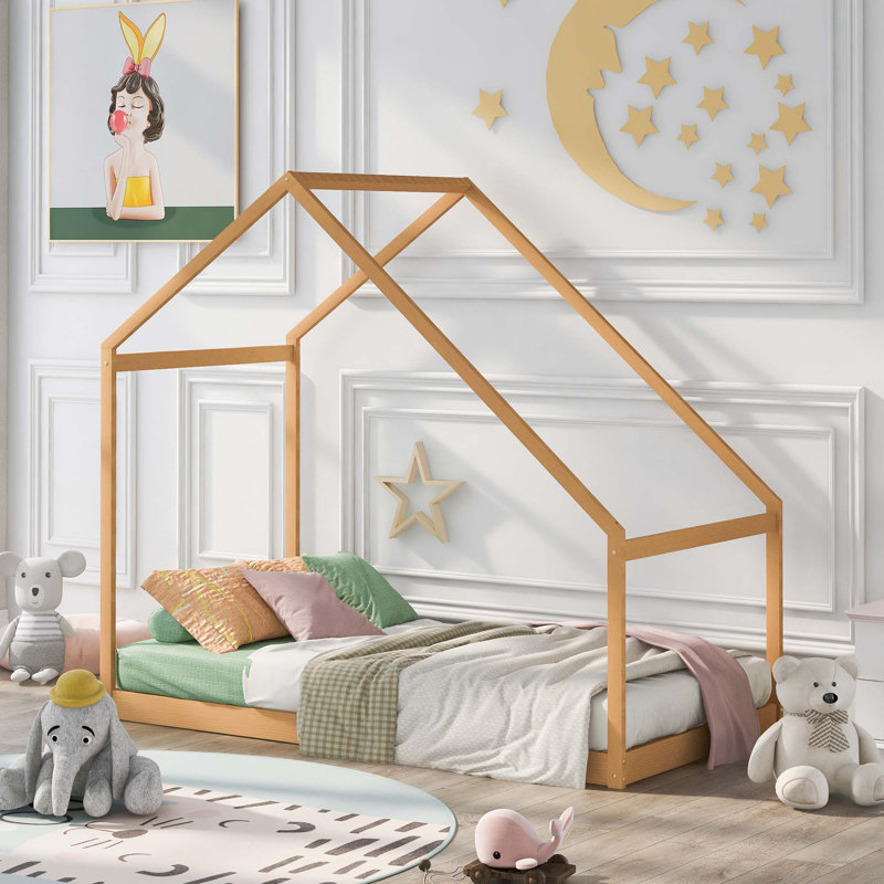 Lit en bois sans lattes, Naturel, Simple