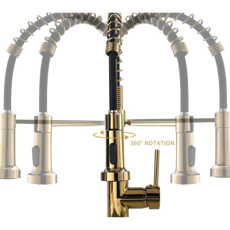 Robinet de cuisine rétractable en noir et or - fabrication en laiton pour plus de solidité, action de jet d'eau douce, procédure d'installation facile, contrôle précis de la cartouche en céramique, réglage du débit pratique
