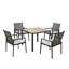 Ensemble repas 5 pièces pour patio avec table en bois d'acacia et chaises en rotin - Ensemble de conversation avec trou pour parasol-1277054132-1277054135