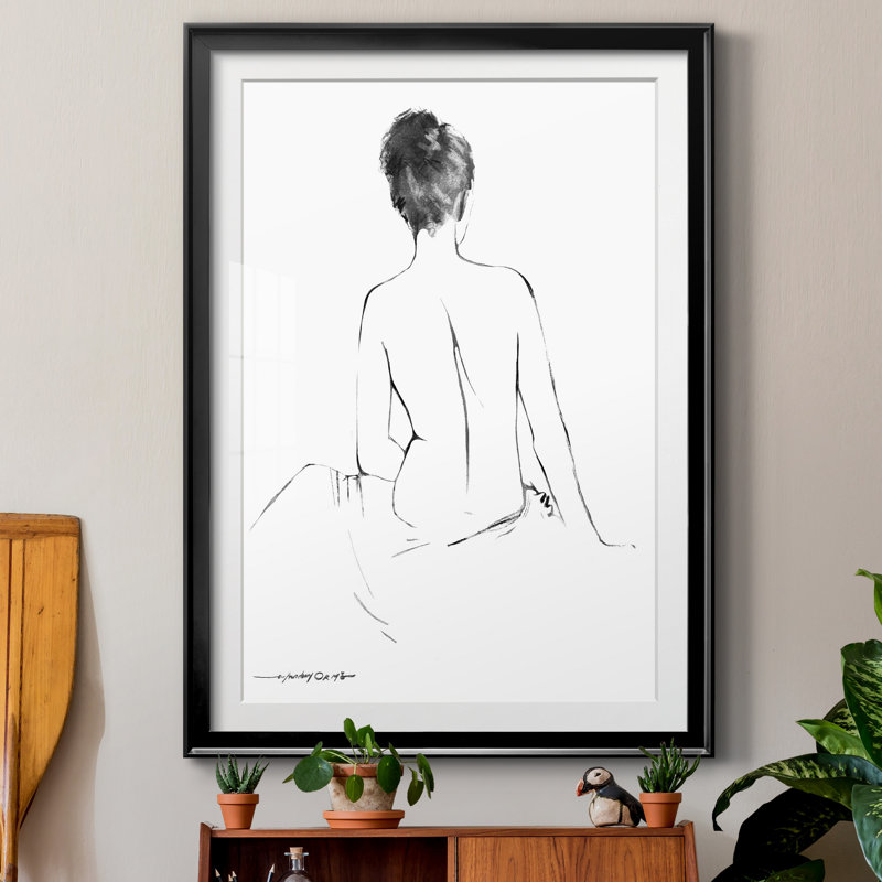 Silhouette S croquis I - Cadre photo, reproduction d'art sur papier, Papier noir, H 30,5 po x l 42,5 po x P 1,5 po