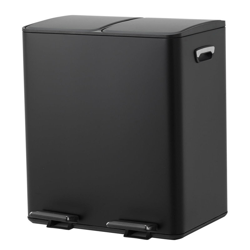 Poubelle de cuisine à double compartiment 40L - 2 bacs de recyclage et de déchets de 20L avec couvercle à fermeture en douceur, pédale, contrôle des odeurs