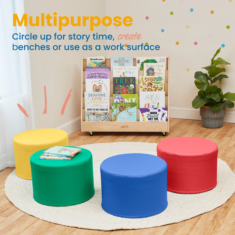 SoftZone Assorted Round Foam Ottomans Set, 4-Piece