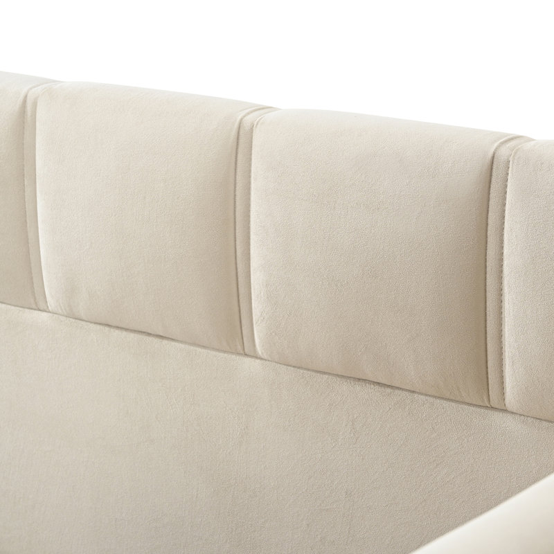 Low Upholstered Daybed With Storage Pocket, Beige, Twin