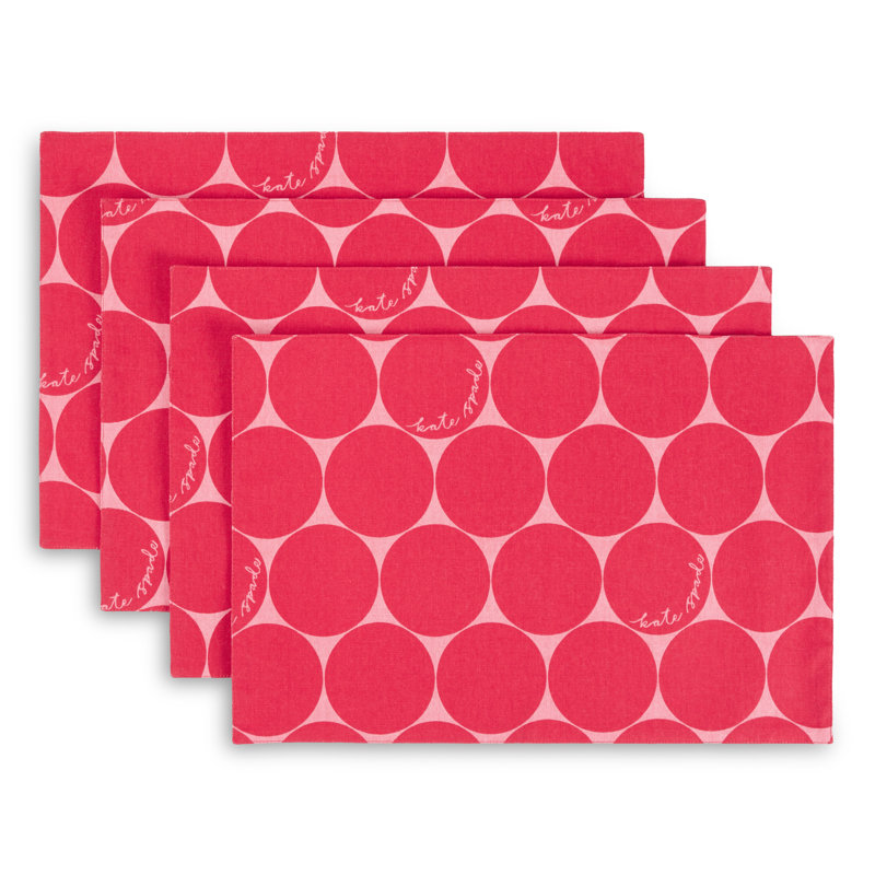 Loop And Dot 100% Cotton Polka Dots Rectangle, Pink Blush