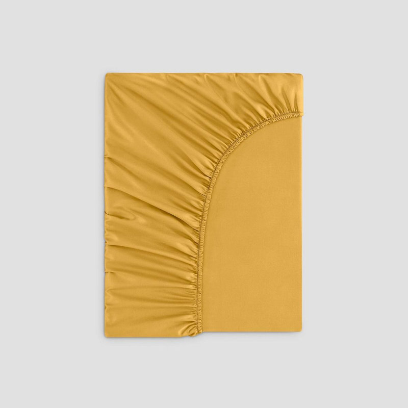 Rhapsody Sateen Fitted Sheet, Mustard, Queen