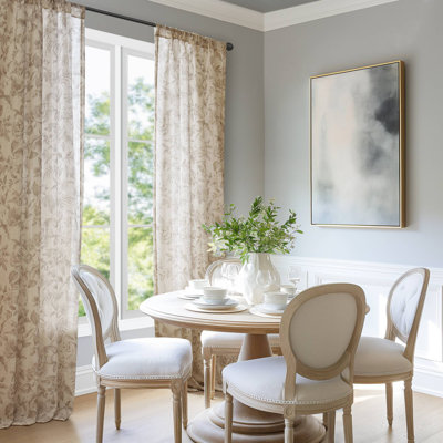 Rideau de fenêtre de 42 po x 84 po, rideaux avec passe-tringle filtrant la lumière à imprimé botanique, rideau d'intimité en polyester d'aspect lin pour le salon, la cuisine et la chambre à coucher