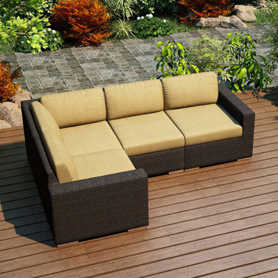 Buckholtz 94" Wide Outdoor Patio Sectional with Sunbrella Cushions