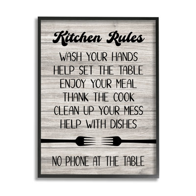 bb-588-Framed Rustic Kitchen Rules by Martina Pavlova Single Picture Frame Print on Canvas