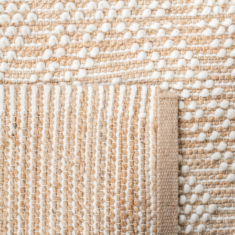 Natura Jute/Wool/Cotton Hand Woven Geometric Rug in Beige/White, Rectangle 8' x 10'