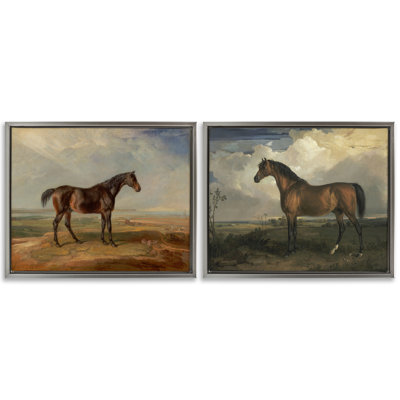  «Horses in Desolate Terrain», ensemble de 2 toiles flottantes encadrées par James Ward