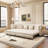 89 W 3-In-1 Pull-Out Convertible Sleeper Sofa Bed, King Size With Movable Ottoman And Tufted Velvet Design For Modern Living-1010928922