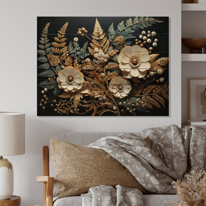 " Ferns Copper Elegance II ", 10" H x 20" W x 0.78" D