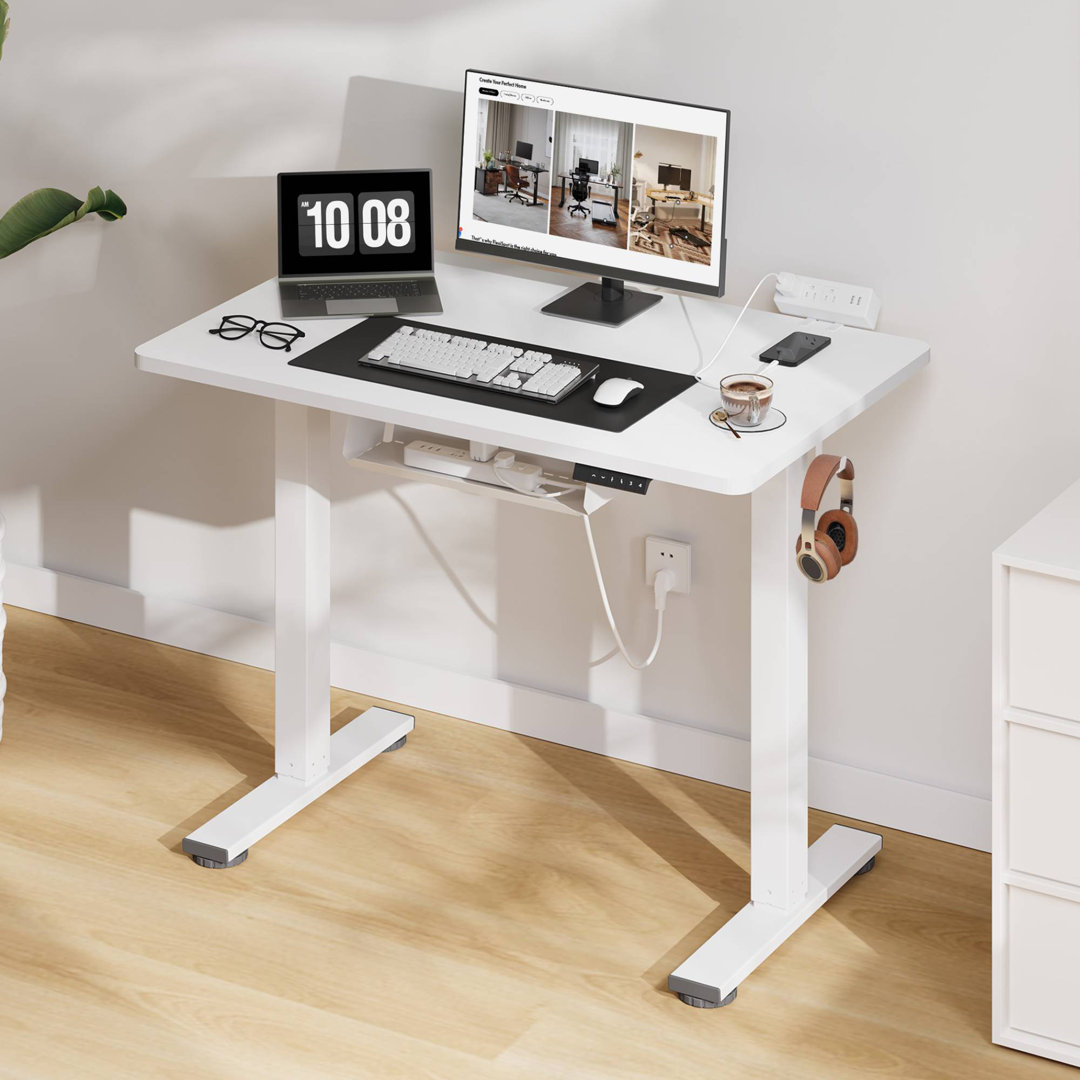 Mancheer Home Office Height Adjustable Standing Desk with USB Ports and Cable Management Tray The Twillery Co.® 