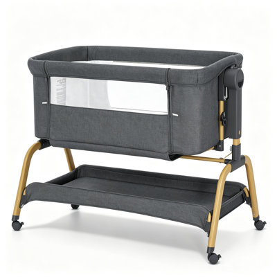 Alasca 3 in 1 Baby Bassinet, Rocking Bassinets Bedside Sleeper with Comfy Mattress and Wheels, 6 Height Adjustable Easy Folding Portable Bedside Crib for Newborn Infant