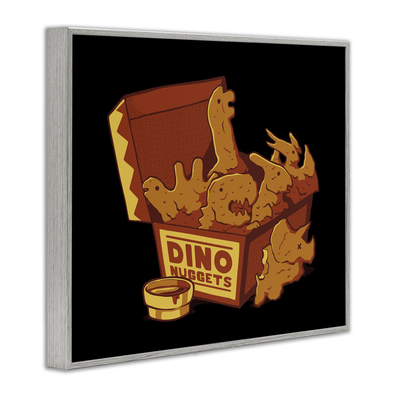 Dino Nuggets avec sauce, giclée encadrée, design par Tobe Fonseca, Giclée de ferme grise encadrée, H 16 po x l 20 po
