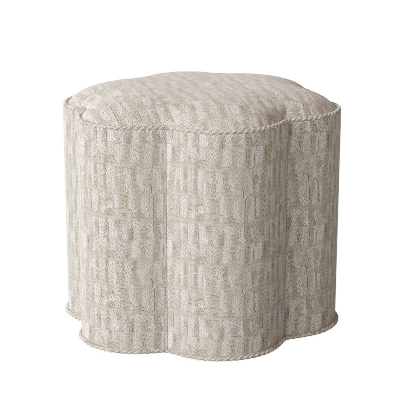 Posey Upholstered Pouf, White Caps Fog